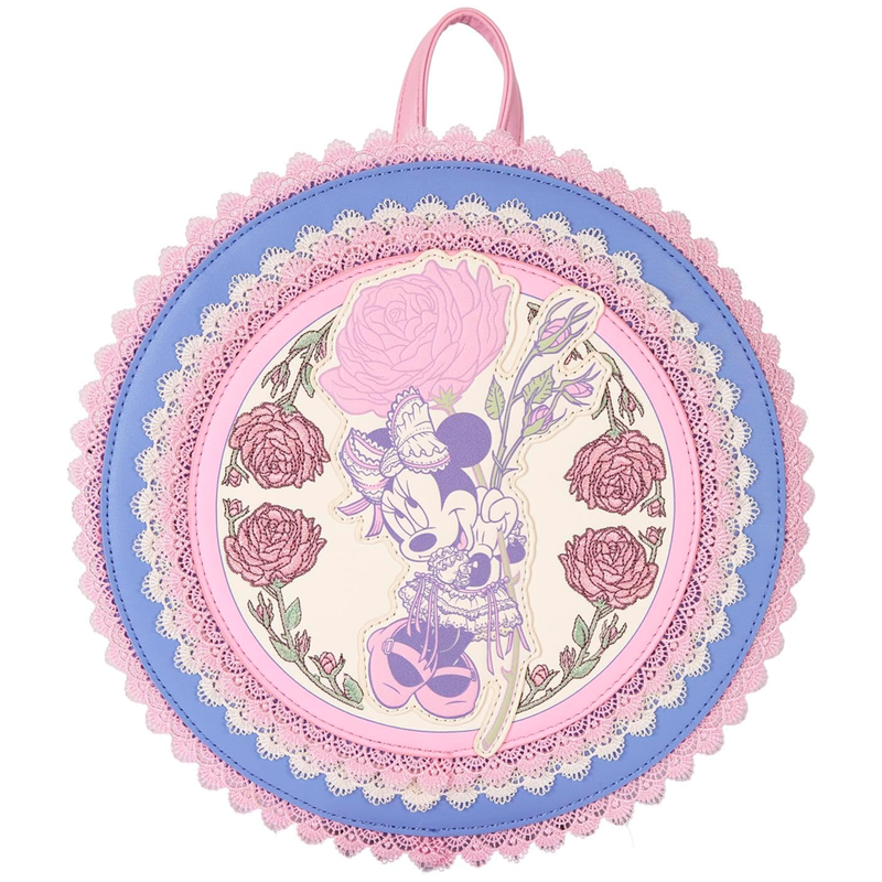 Loungefly Disney Minnie Floral and Lace Round Pink Mini Backpack