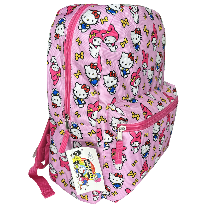 My Melody All Over Nylon Pink Kids School Backpack 16" School Bookbag for Girls