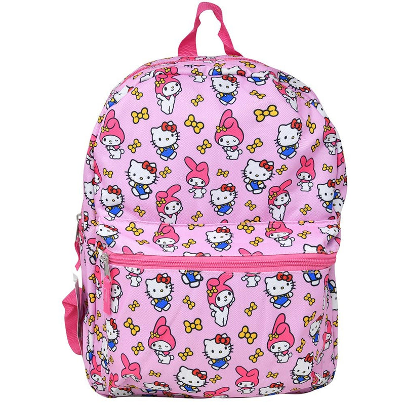 My Melody All Over Nylon Pink Kids School Backpack 16" School Bookbag for Girls