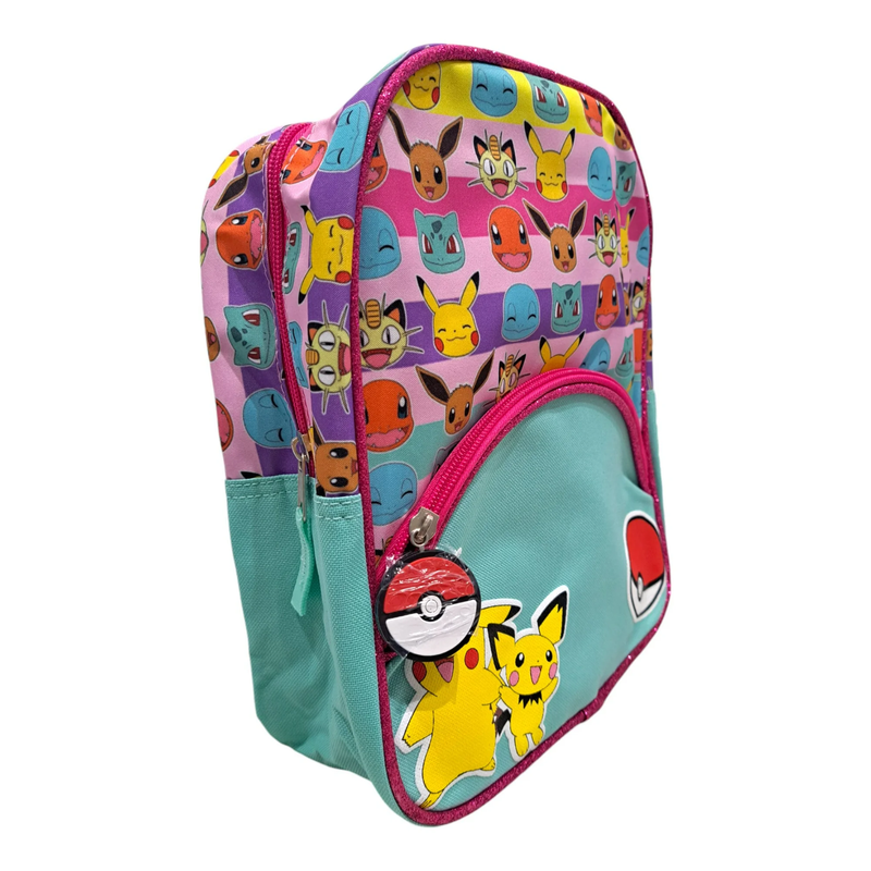 Pokemon Mini Backpack 11" with Glitter Trimming and Small Front Pocket