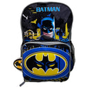 DC Batman 16" Boys School Backpack with Large Front Pocket & Rectangular Lunch Bag