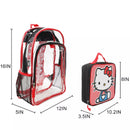 Hello Kitty 16" Clear Backpack for School and Travel with a Lunch Kit Set