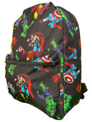 Marvel Avengers All Over Print Black 16" Nylon School Backpack for Boys, with a front Pocket