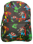 Marvel Avengers All Over Print Black 16" Nylon School Backpack for Boys, with a front Pocket
