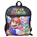 Bioworld Black Super Mario 16" Kids Backpack with large front pocket