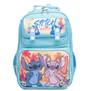 Disney Stitch & Angel 15.5" Polyester Blue Large Backpack with 2 Front Pockets