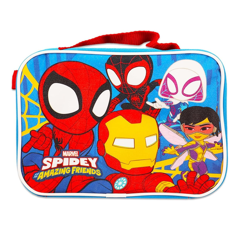 Fast Forward Spidey and His Amazing Friends Kids Backpack with Lunch Box Set, School Bag with Insulated Lunch Bag
