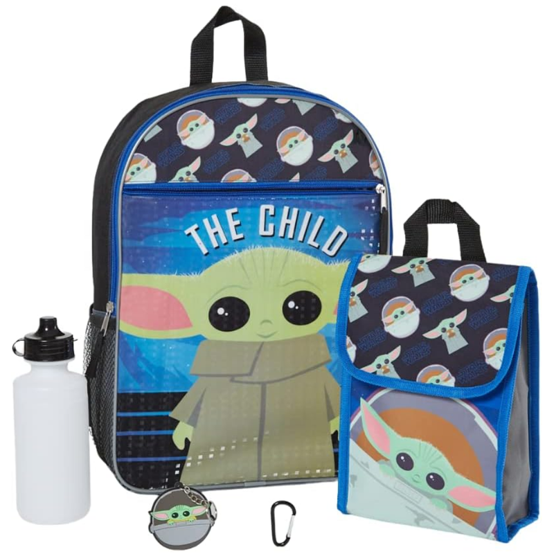 Star Wars The Mandalorian Grogu Baby Yoda 16" Backpack 5-Piece Set