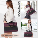 LOVEVOOK Laptop Bag for Women 15.6 Inch, Leather Work Tote, Waterproof Computer Briefcase, Large Capacity Shoulder & Crossbody Bag, Purple