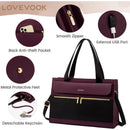 LOVEVOOK Laptop Bag for Women 15.6 Inch, Leather Work Tote, Waterproof Computer Briefcase, Large Capacity Shoulder & Crossbody Bag, Purple