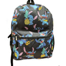 Black Stitch All Over Print Nylon School Backpack 16" Bookbag for Girls & Boys