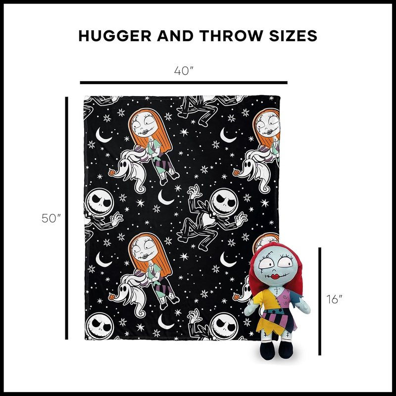Disney Nightmare Before Christmas Silk Throw Blanket 50" x 40" with Sally Plush