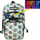 Super Mario 17" School Backpack With a matching Lunch Bag, a Light Up Snap Buckle, and a large front Pocket