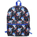 Sonic the Hedgehog Black All Over Print 16" Kids School Backpack with a Small Front Pocket & Side Mesh Pockets