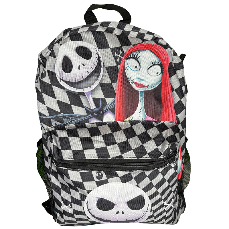 Black & White Nightmare Before Christmas Checkered 16" School Backpack for Kids