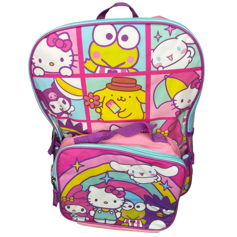 Hello Kitty & Friends 16" School Backpack with Large Front Pocket & Rectangular Lunch Bag