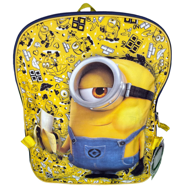 Disney Minions 16" School Backpack with Large Front Pocket & Rectangular Lunch Bag