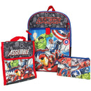 Marvel Avengers Kids School Backpack 16" 5PC Lunch Kit, Keychain, Metal Carabiner, keychain, and utility case