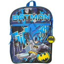 DC Batman Kids School Backpack 16" 5PC Lunch Kit, Keychain, Metal Carabiner, Batman keychain, and utility case