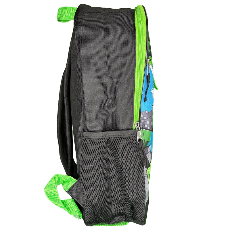 Minecraft Kids School Backpack 16" 5PC Lunch Kit, Keychain, Metal Carabiner, Batman keychain, and utility case