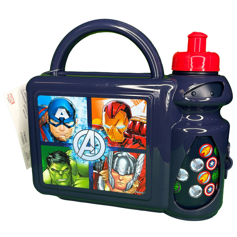 Marvel lunch box combo with water bottle ages 3+ Captain America, Iron Man, Hulk, Thor
