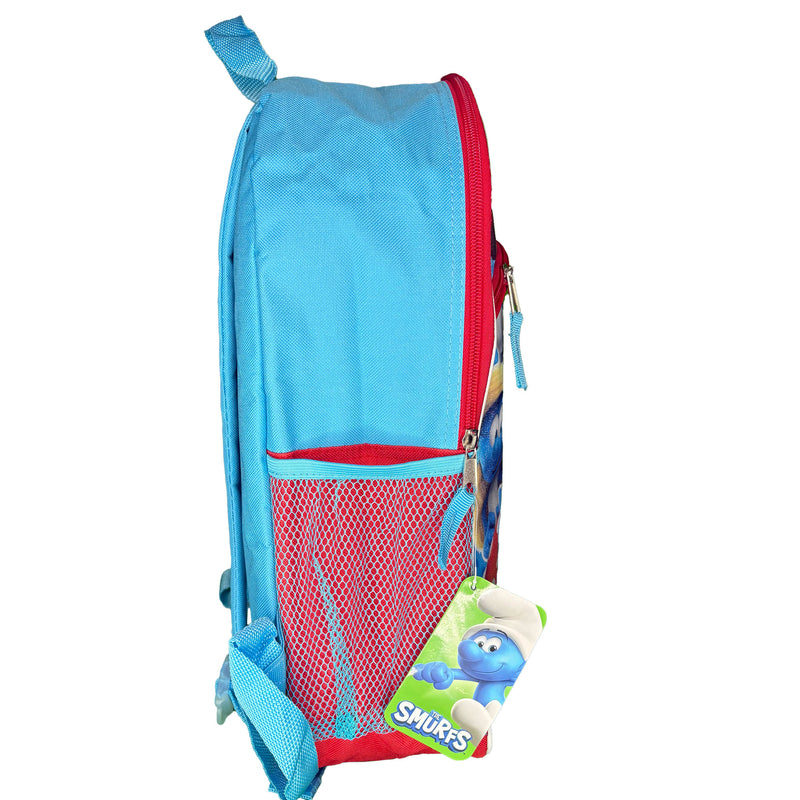 The Smurfs 16" Blue School Backpack with front and side Pockets