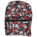 Minnie Mouse & Bows All Over Print Black and Red 16" Backpack with Front Pocket