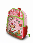 Strawberry Short 16" Plain Front Pink Nylon School Backpack 16" Bookbag for Girls