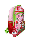 Strawberry Short 16" Plain Front Pink Nylon School Backpack 16" Bookbag for Girls