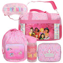 Disney Princesses 5-Piece Pink Youth Kids Girls Duffle Bag Set