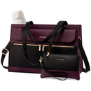 LOVEVOOK Laptop Bag for Women 15.6 Inch, Leather Work Tote, Waterproof Computer Briefcase, Large Capacity Shoulder & Crossbody Bag, Purple