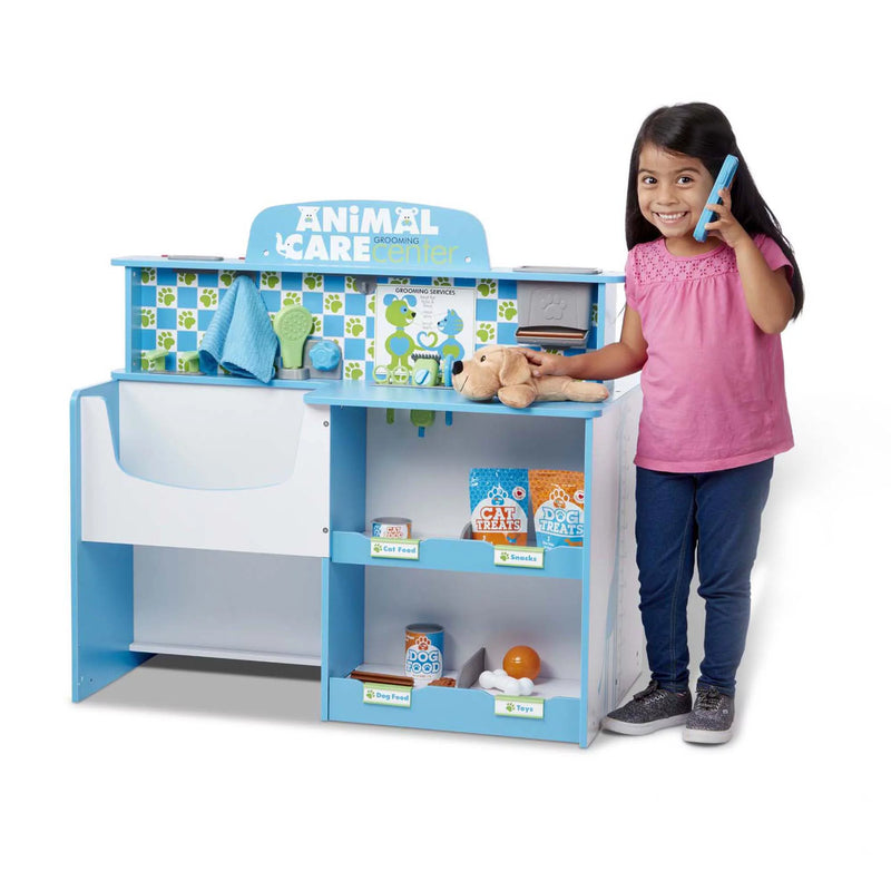 Melissa & Doug Animal Care Veterinarian and Groomer Wooden Activity Center for Plush Stuffed Pets (Not Included)