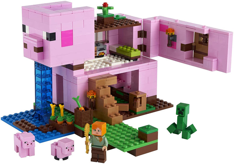 LEGO Minecraft The Pig House 21170 Featuring Alex, a Creeper and a House (490 Pieces)