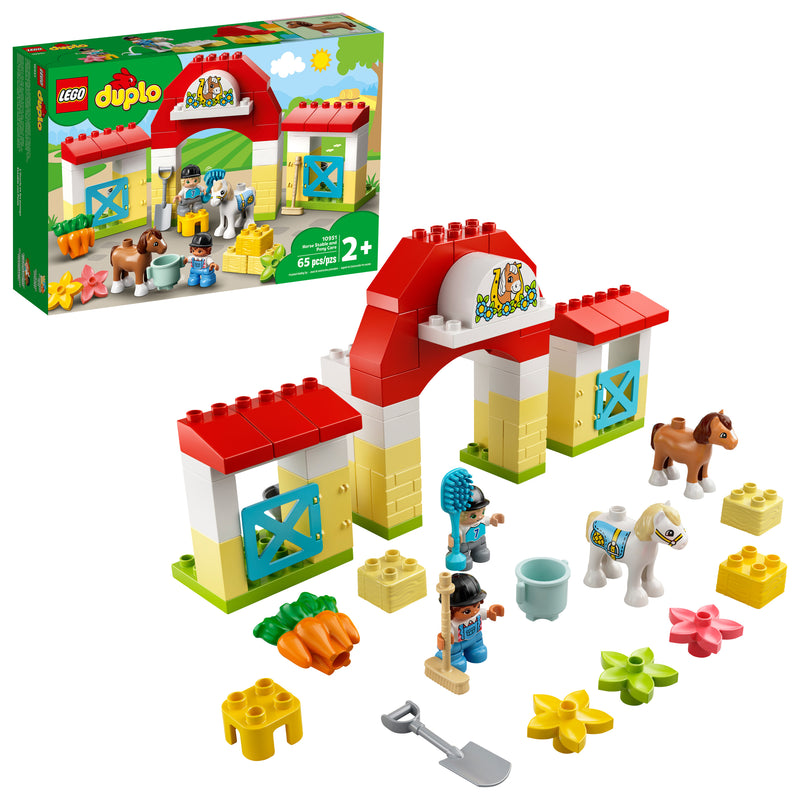 LEGO DUPLO Town Horse Stable and Pony Care 10951 Learning Toy for Preschoolers (65 Pieces)