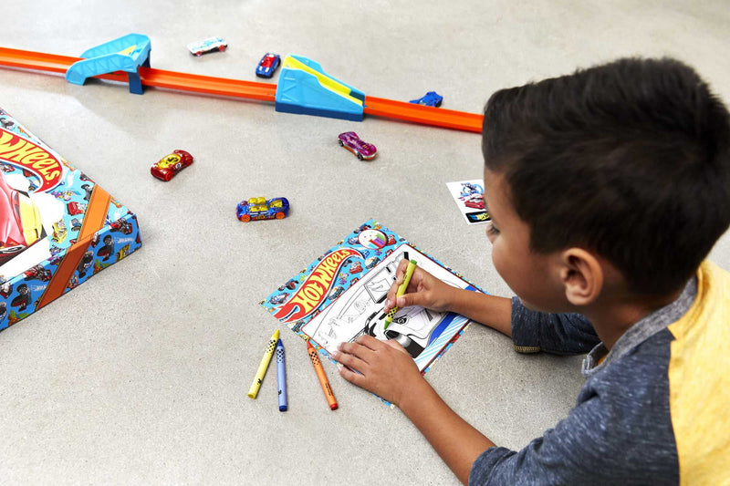 Hot Wheels Celebration Box Complete Starter Set with 6 Cars, Track & Ramps Car Vehicle Playset, 13 Pieces