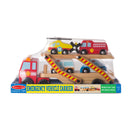 Melissa & Doug Wooden Emergency Vehicle Carrier Truck With 1 Truck and 4 Rescue Vehicles