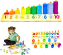 Melissa & Doug Counting Shape Stacker, Wooden Educational Toy with 55 Shapes and 10 Number Tiles