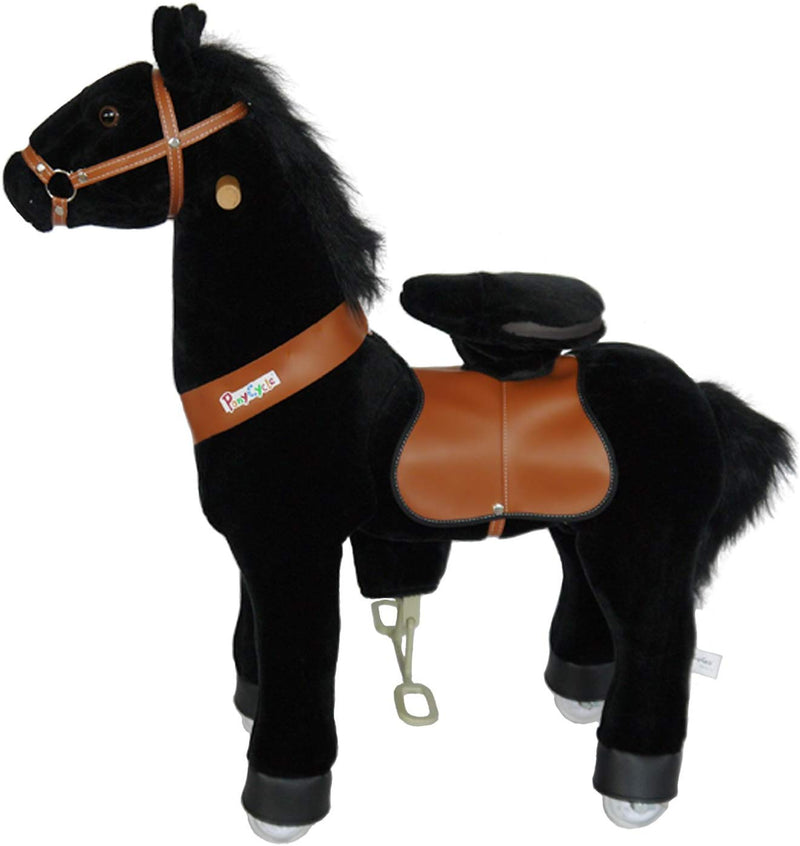 PonyCycle Ride On Mechanical Horse Black with Black Mane N4183 Medium for Age 4-9