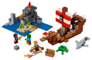 LEGO Minecraft The Pirate Ship Adventure 21152 Pirate Ship Boat Shark Treasure Chest Building Toy Kit (386 Pieces)