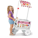 Melissa & Doug Wooden Snacks and Sweets Food Cart - 40+ Play Food pcs, Reversible Awning