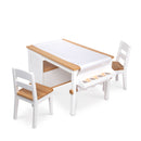 Melissa & Doug Wooden Art Table and 2 Chairs Set – Kids Furniture for Playroom, Light Woodgrain and White 2-Tone Finish
