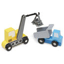 Melissa & Doug Wooden Construction Site Vehicles With Wooden Storage Tray
