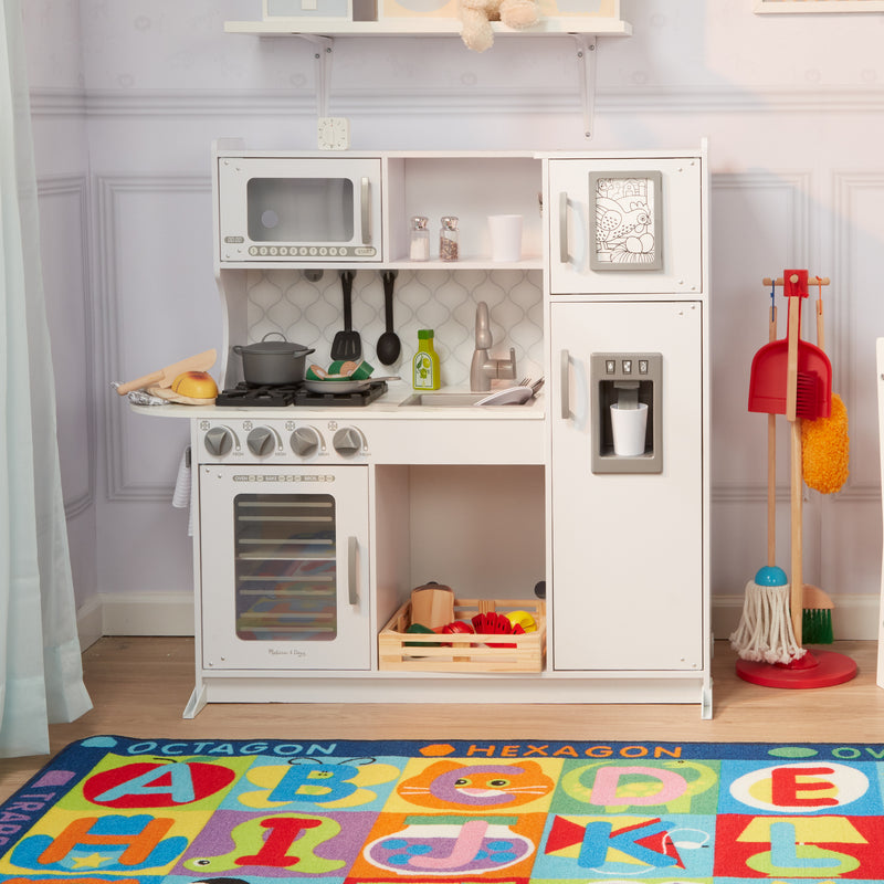 Melissa & Doug Wooden Chef's Pretend Play Toy Kitchen With Ice Cube Dispenser - Cloud