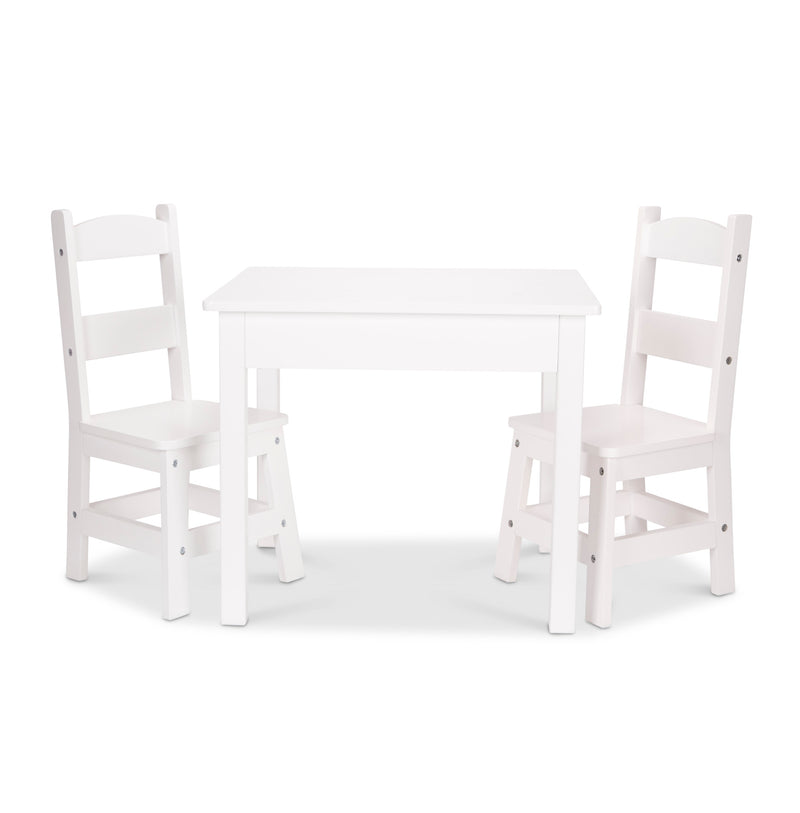 Melissa & Doug Solid Wood Kids Table and 2 Chairs Set, Multiple Colors