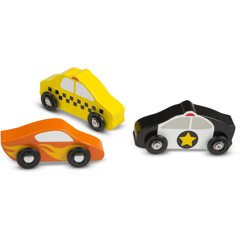 Melissa & Doug Wooden Cars Vehicle Set in Wooden Tray