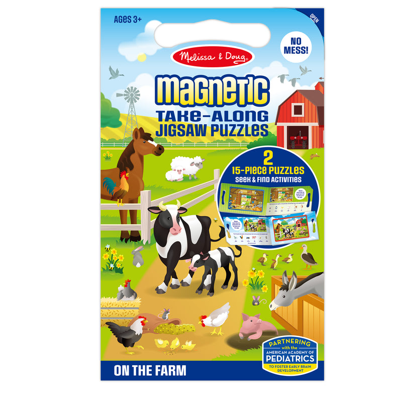 Melissa & Doug Take-Along Magnetic Jigsaw Puzzles Travel Toy – On the Farm (2 15-Piece Puzzles)