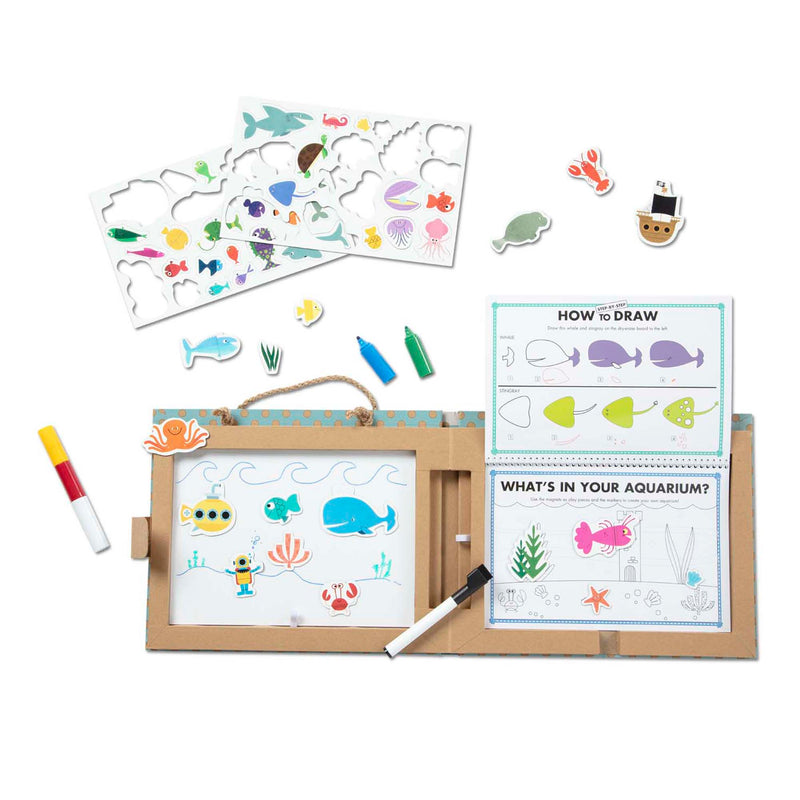 Melissa & Doug Natural Play: Draw, Create Reusable Drawing & Magnet Kit – Ocean (42 Magnets, 5 Dry-Erase Markers)