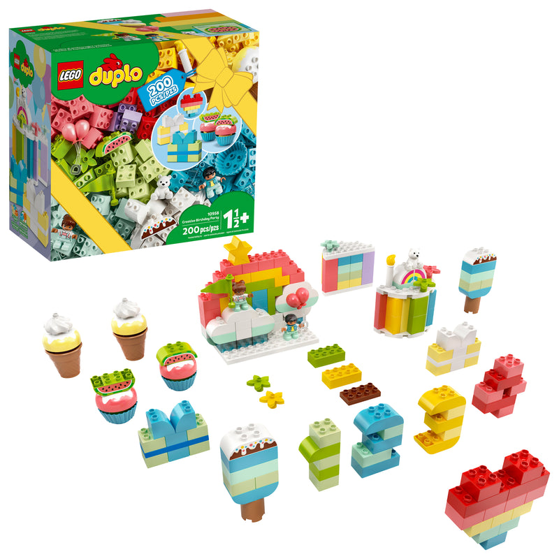 LEGO DUPLO Classic Creative Birthday Party 10958 Imaginative Building Fun for Toddlers (200 Pieces)