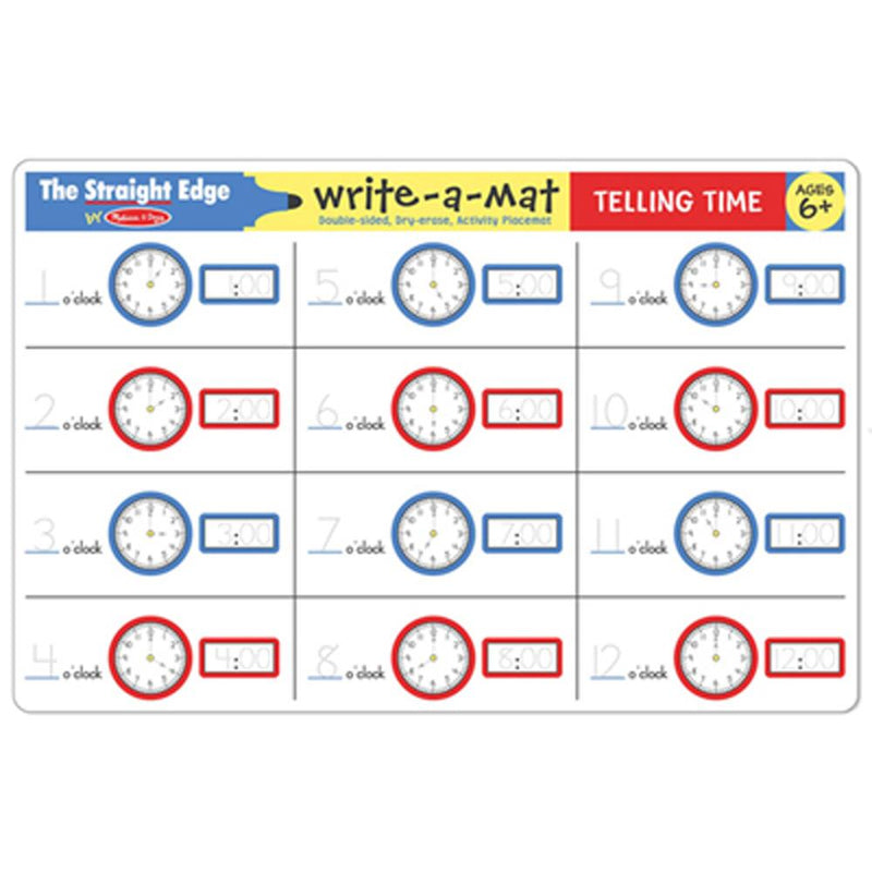 Melissa & Doug Telling Time Write-a-Mat
