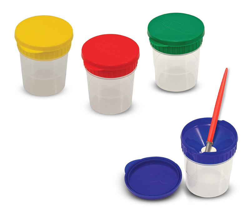 Melissa & Doug Spill-Proof Paint Cups - 4-Pack, Airtight Seal, Snap Lids